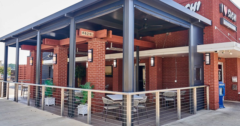 Exterior, fenced off seating area