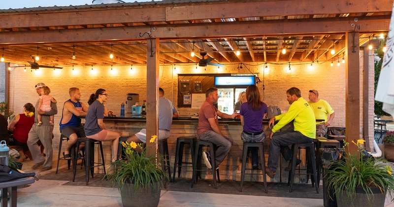 Outdoor bar with guests