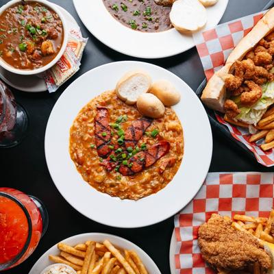 Jambalaya, shrimp Andouille sausage, cajun bayou jacks roanoke texas seafood.