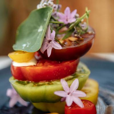 Tomato and feta cheese salad.