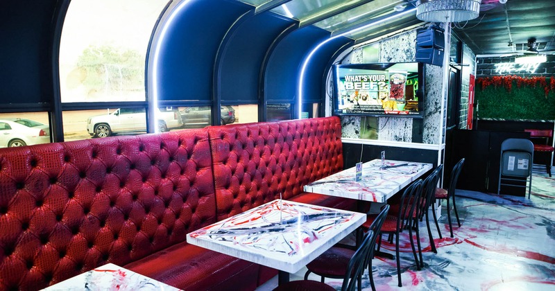 Interior, seating area ready for guests