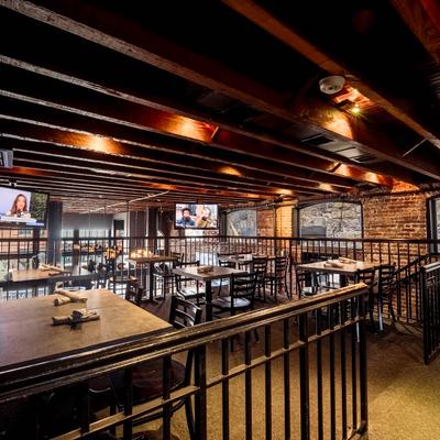 Diner area, tables and chairs.