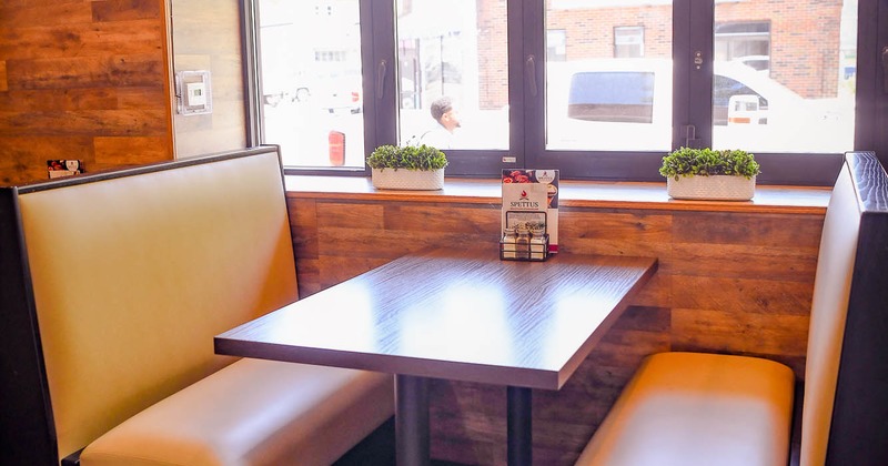Interior, booths by the windows