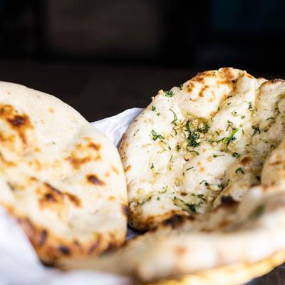 Naan bread served