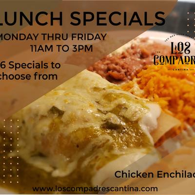 Lunch specials, Los Compadres Cantina, Tex Mex, Roanoke, Texas.