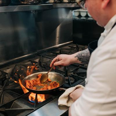Sautéing on a stove..