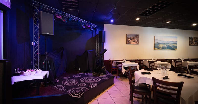 Dining area with a view of the stage