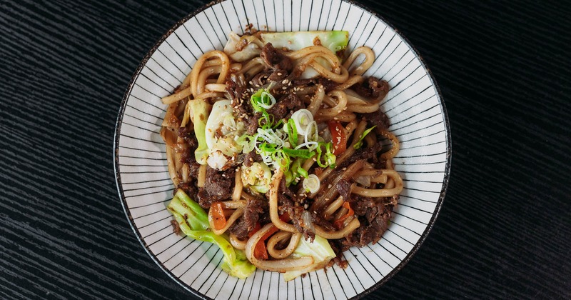 Beef stir fried udon noodles
