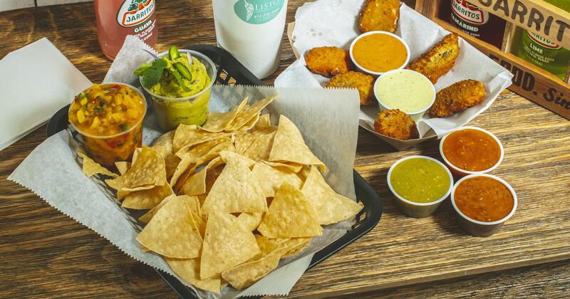 Nachos and Fried Jalapino served