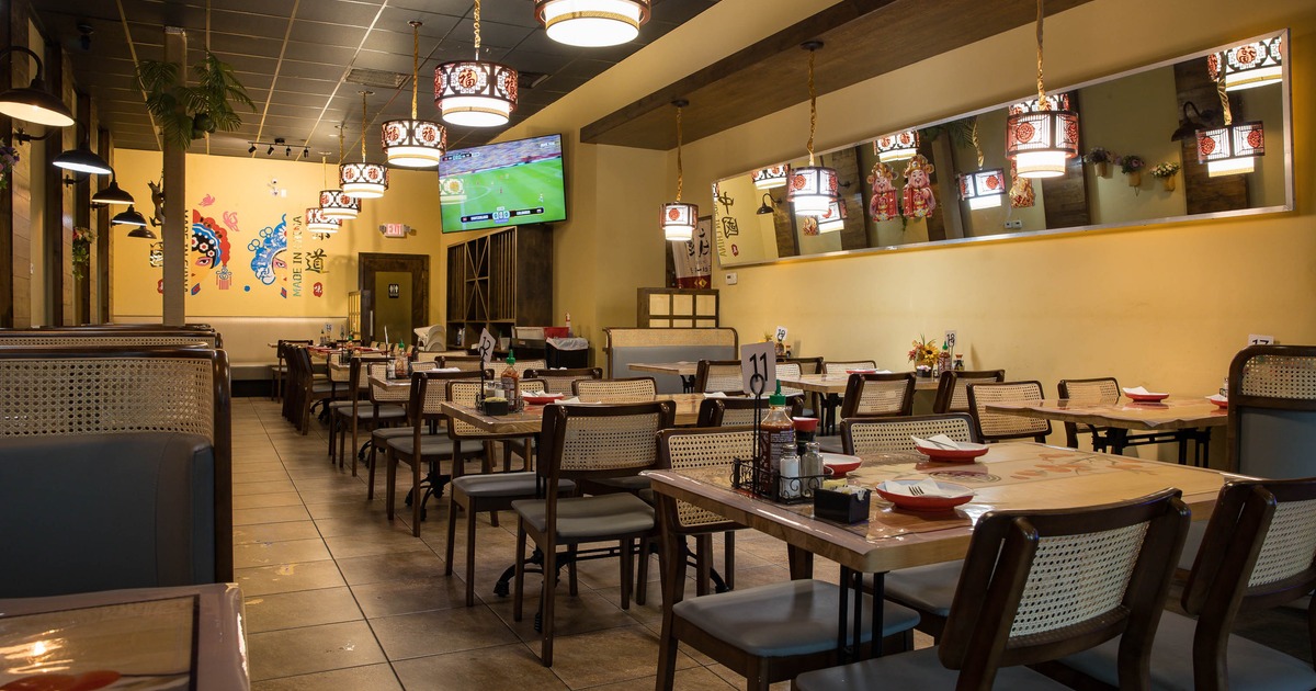 Interior dining area with tables and chairs