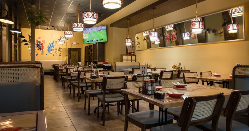 Interior dining area with tables and chairs