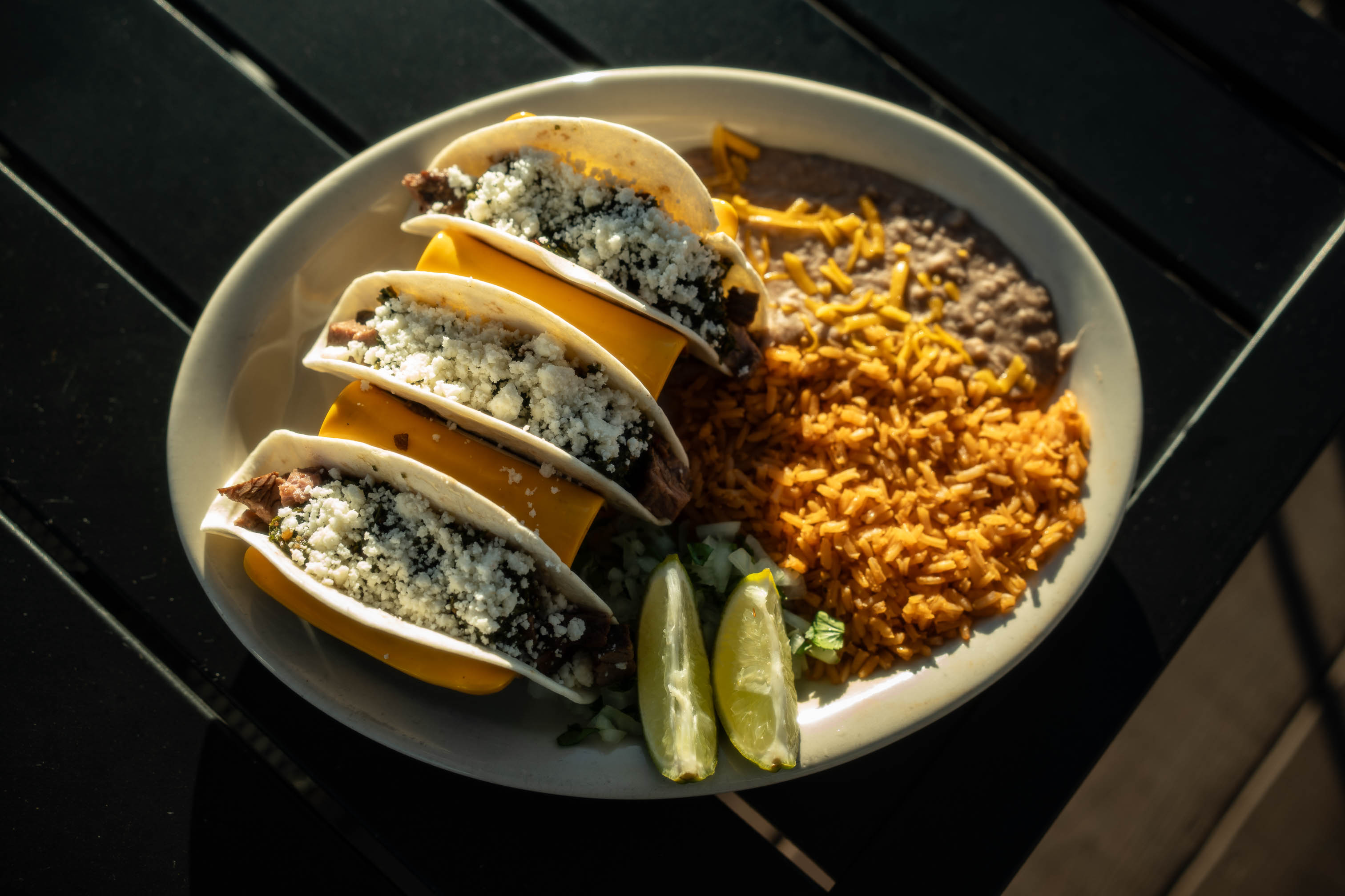 Three tacos meal