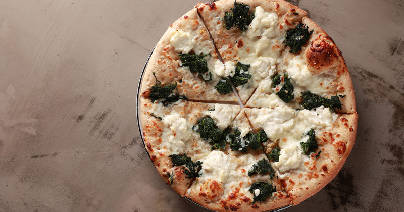 Sliced pizza, top view