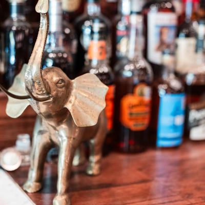 Brass elephant figurine.