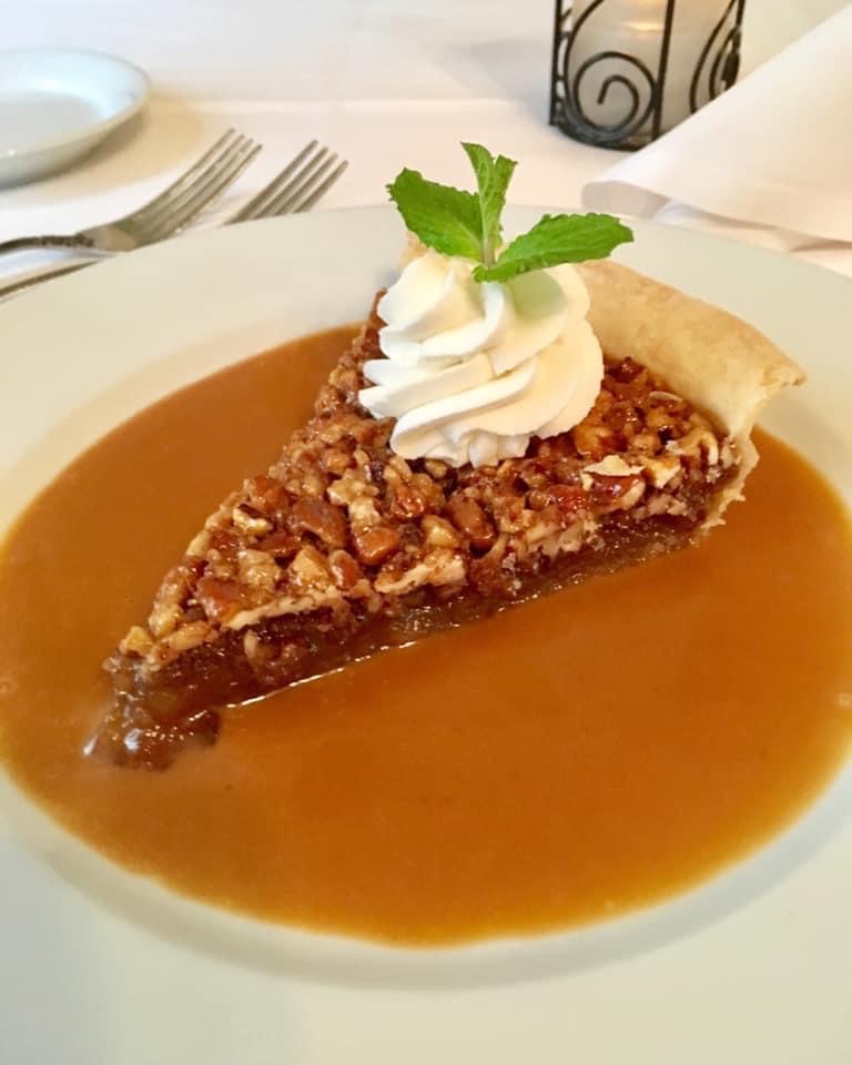 Pecan Pie with Caramel Sauce