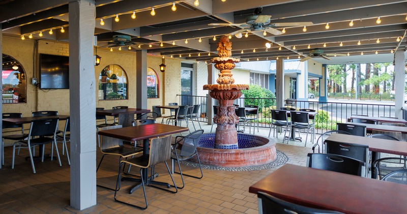 Covered patio seating area