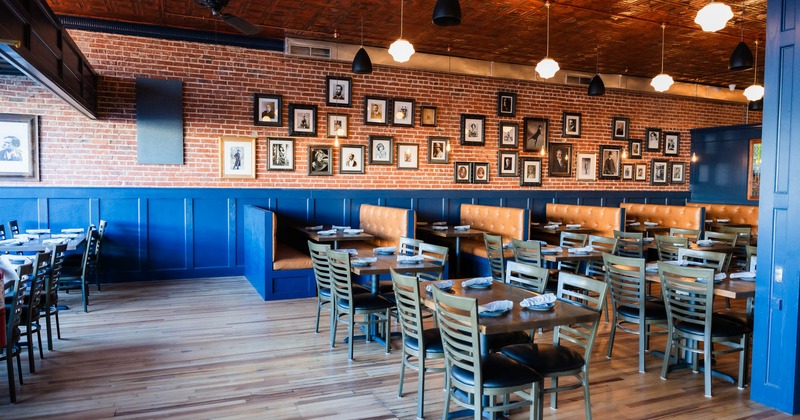 Dining area, tables ready for guests