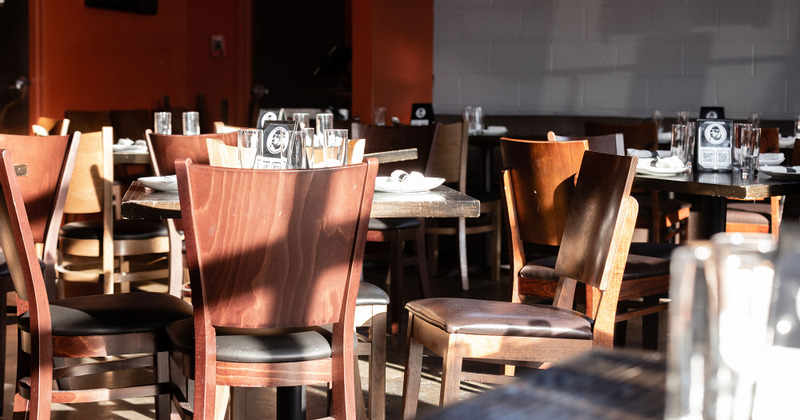 Interior, tables ready for guests
