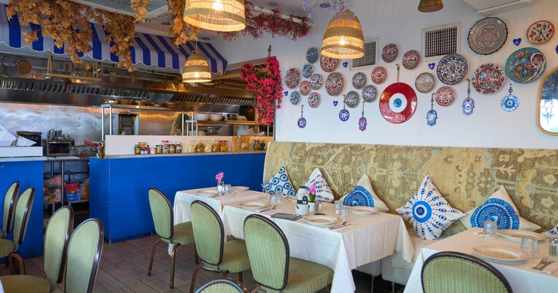 Interior, tables and chairs ready for guests