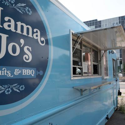 The restaurant's food truck serving counter.