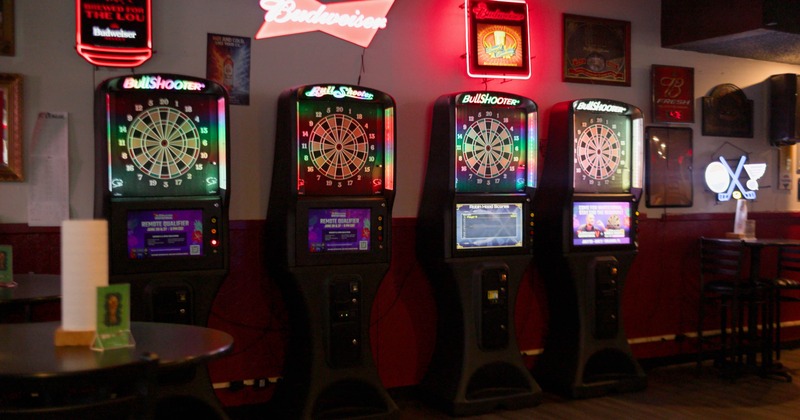 Interior, dart game machines