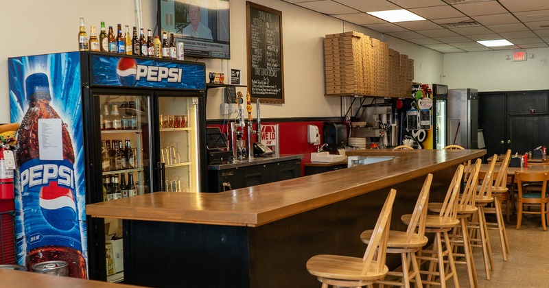 Interior, bar and bar stools