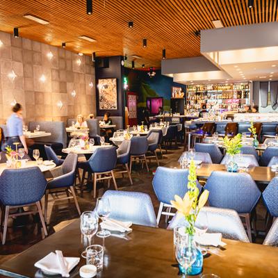 Interior. diner area. tables and chairs.