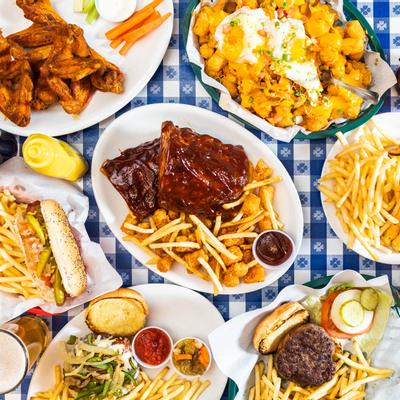 Assorted dishes, top view