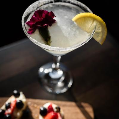 Zesty and sweet wine cocktail with a sugar rim.