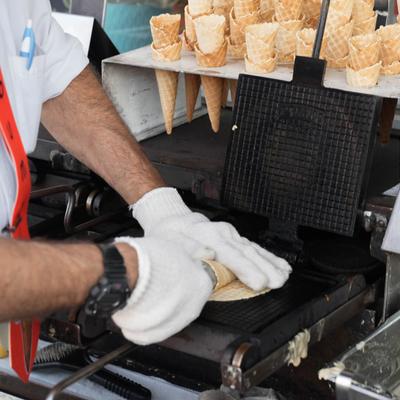 baking ice cream cones.