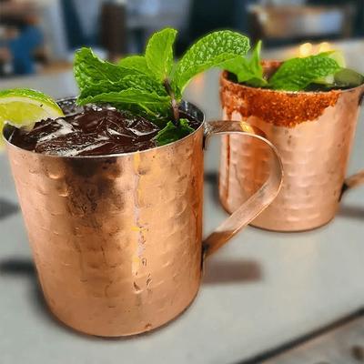 Mule cocktail  copper mugs.