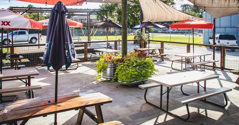 Exterior, patio , tables and bench seats