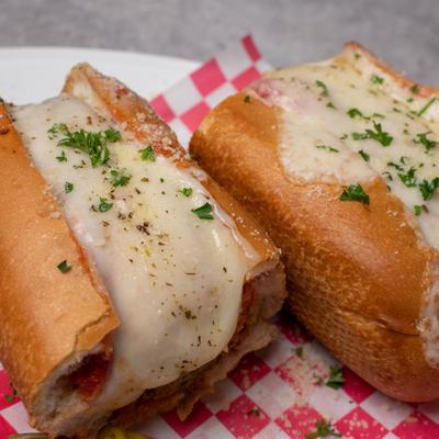 Meatball Parmigiana closeup
