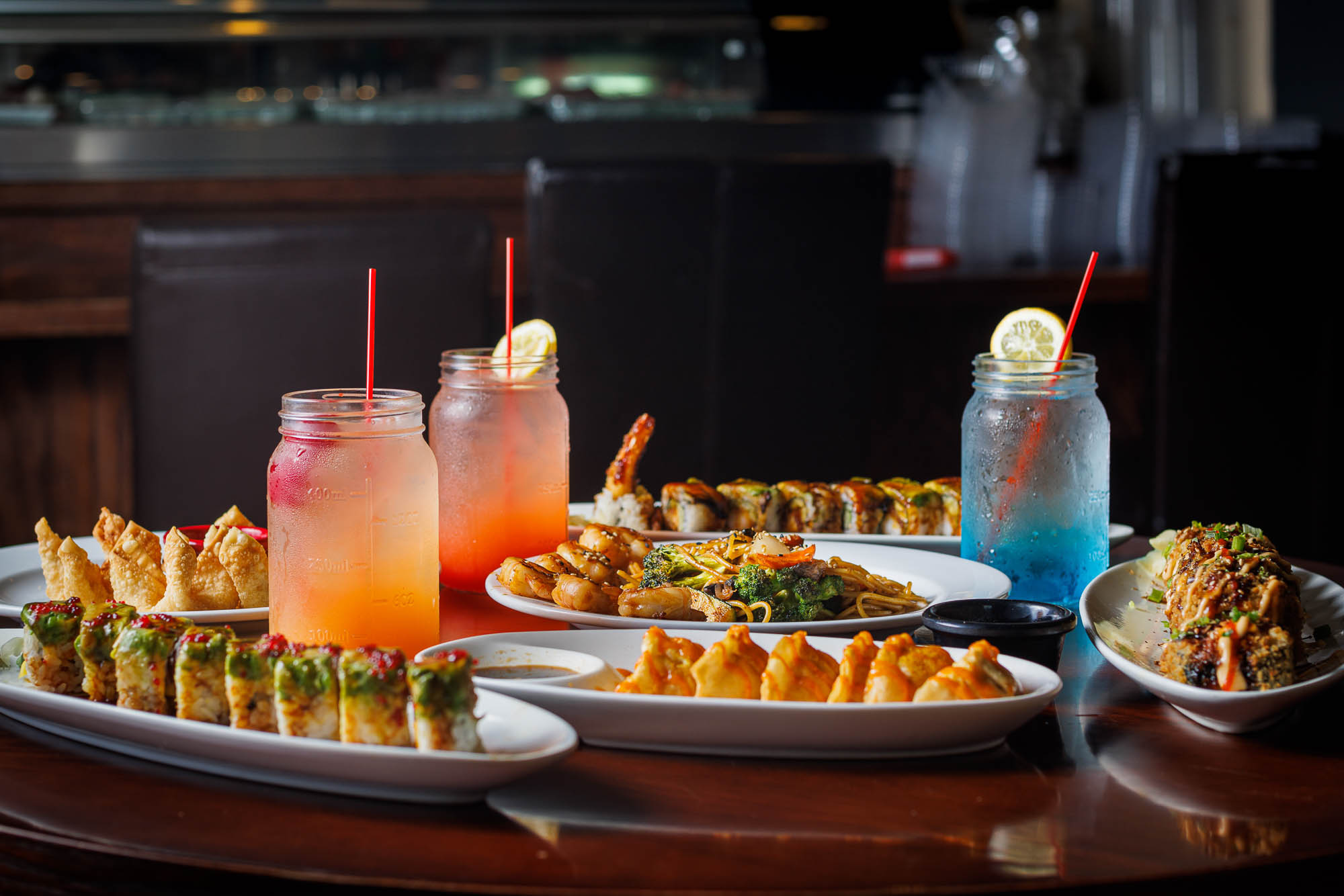 Various food and drinks