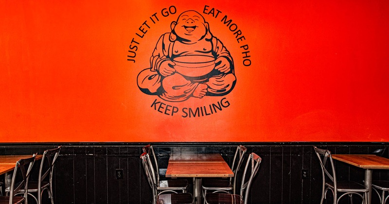 Diner table for 4 sign on the wall behind