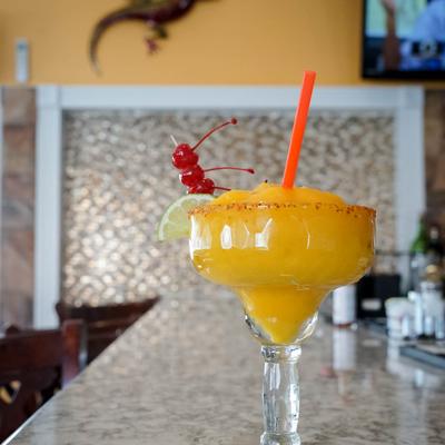 Paloma cocktail on bar counter