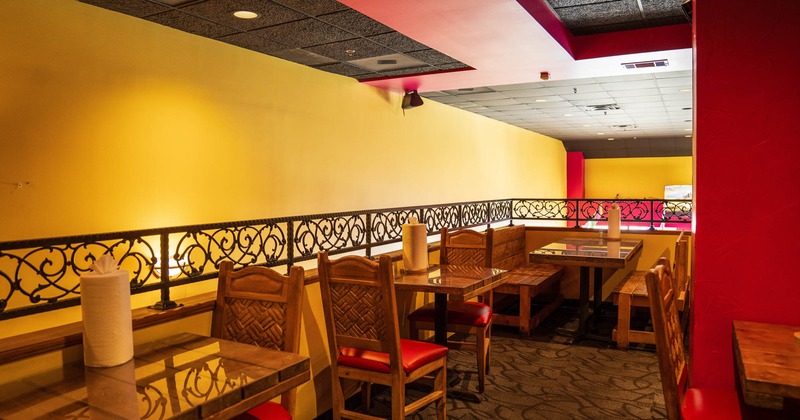 The interior space, set tables