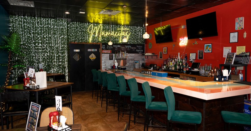 Modern interior space, seating area near the bar