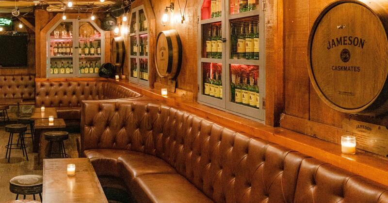 Interior, seating area and whiskey lockers in the back