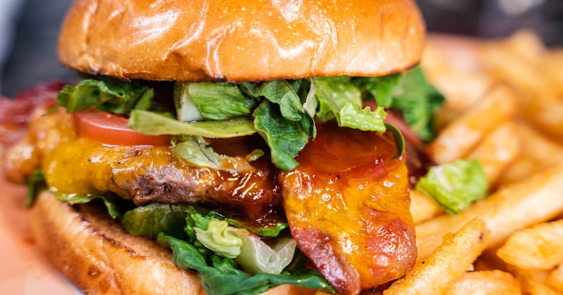 Smokey Mountain Burger and fires, close up