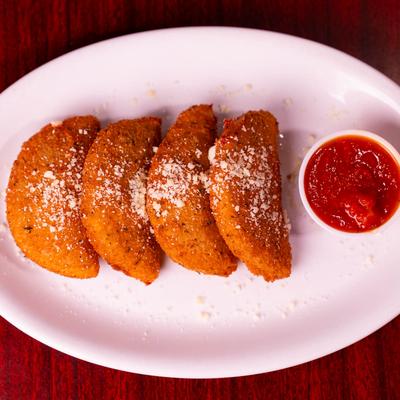 Mozzarella Moons with Marinara Sauce.