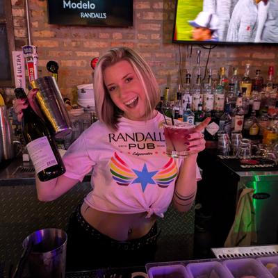 Bartender preparing a cocktail.