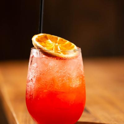 Tampico Spritz, with mezcal, Italian aperitif, scratch lemon juice, and prosecco.