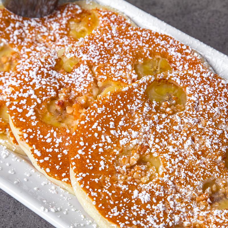 menu item 2 of 111, Macadamia Nut & Banana Pancake Full Stack (3)