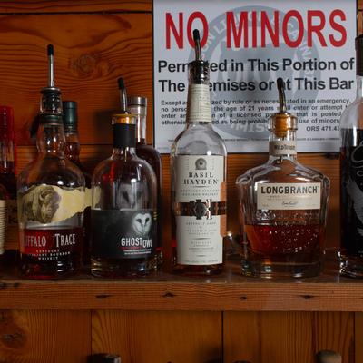 Bottles of strong drinks.