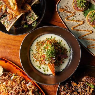 Various food on the table.