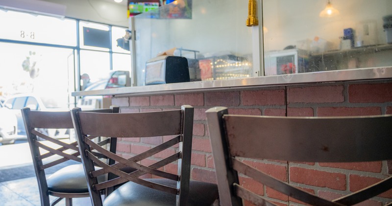 Stools by the food bar