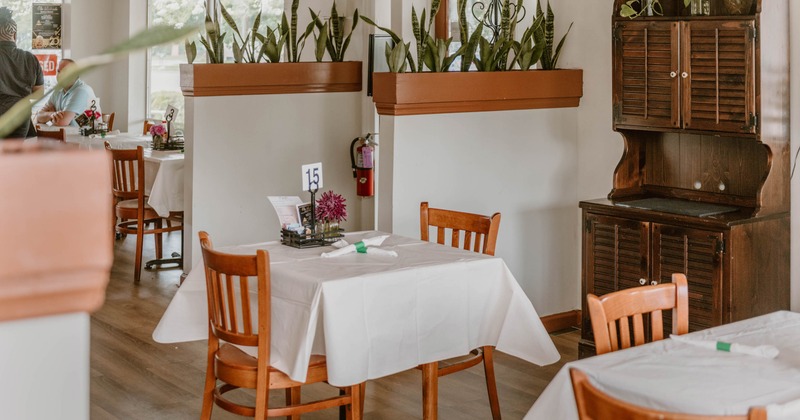 Interior, table and chairs