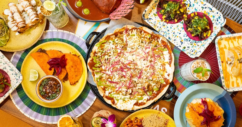 Assorted Mexican dishes on a table
