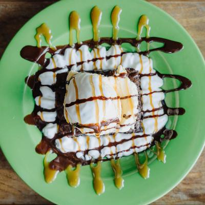 Hot Homemade Brownie Sundae.
